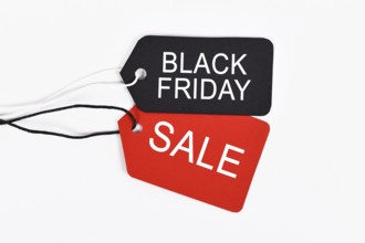 Black Friday and Sale price tags on white background