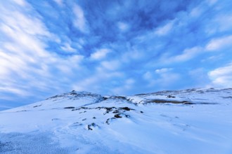 Snow-covered geothermal area, Northern Iceland Eyestra, Iceland, Europe