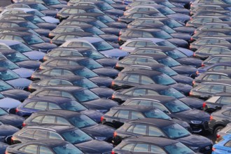 Large number of cars on assembly point, Brand Audi, Germany, Europe