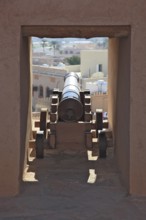 Cannon platform at Nizwa Fort. Nizwa is the centre of the Omani heartland. The oasis city lies on