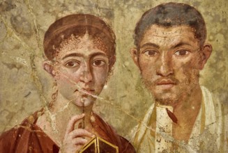 Roman wall painting of Terentius Neo and his wife, two residents of Pompeii, Museo Archeologico