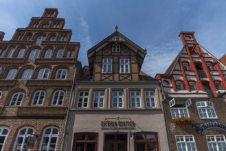 Historic gabled houses, 16th century, Am Stint, Lüneburg, Lower Saxony, Germany, Europe