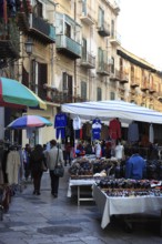 Market stalls in the old town of Palermo, Sicily, Italy, Europe