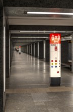 Emergency call box on the platform of the U station Museumsinsel, Berlin, Germany, Europe