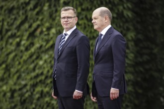 (R-L) Olaf Scholz, Federal Chancellor, receives. Petteri Orpo, Prime Minister of the Republic of