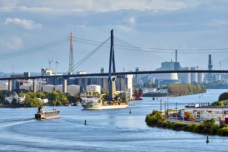 View to Köhlbrand Bridge, Altona, Hamburg, Land Hamburg, Germany, Europe