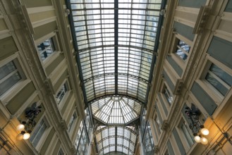 Glass roof in the Mazzini Galleries shopping centre, built in 1872, Genoa, Italy, Europe