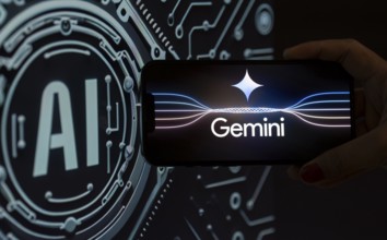 Guwahati, India. 8 December 2023. In this photo illustration a Gemini logo is displayed on a