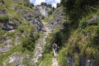 Hiker in Hirschbergtobel, Bad Hindelang, Hiker in Hirschbergtobel, Bad Hindelang, Oberallgäu,