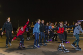 Dresden Night Skating on the Carola Bridge