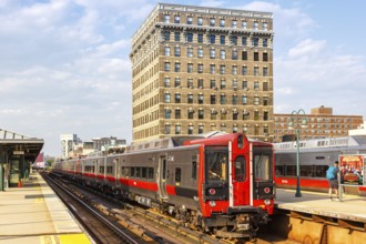 Metro-North Railroad commuter train at Harlem 125th Street station in New York, USA, North America