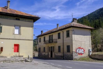 Derelict border crossing between Winnebach and Weitlanbrunn, lost place, Pustertal, South Tyrol.