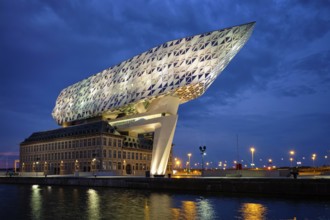 ANTWERP, BELGIUM, MAY 27, 2018: Port authority house (Porthuis) designed by famous Zaha Hadid