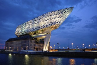 ANTWERP, BELGIUM, MAY 27, 2018: Antwerp port administration headquarters, designed by famous