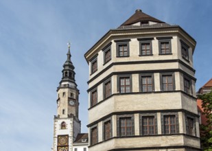 Old Town Hall Clock Tower and Scales, Waage, Building, Untermarkt, Görlitz, Goerlitz, Germany,