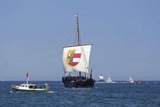 Hanseatic Cog, Baltic Sea, Hanse Sail, Warnemünde, Rostock, Mecklenburg-Western Pomerania, Germany,