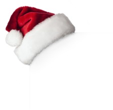 Santa Claus hat on white blank board card poster