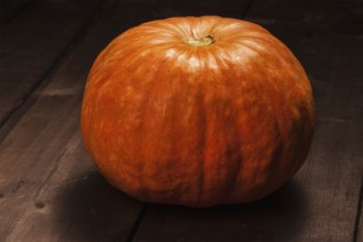 Orange pumpkin on wooden background