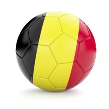 3d rendering of Belgium soccer football ball with Belgian flag isolated on white background