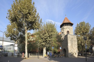 Historic Rinnentorturm, gate tower, tower in Bensheim, Bergstrasse, Hesse, Germany, Europe