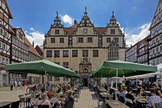 Münden Town Hall in the Weser Renaissance style, Hann. Münden or Hannoversch Münden, Lower Saxony,