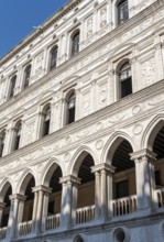 White decorated façade of the Doge's Palace, inner courtyard of the Doge's Palace, Venice, Veneto,