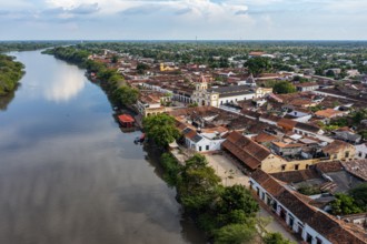 Aerial of the Unesco world heritage site, Mompox, Colombia, South America