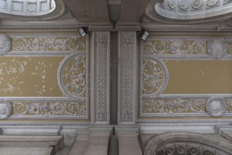 Stucco ceilings in the arcade of the Banca d'Ìtalia, Genoa. Italy