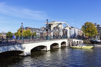 Magere Brug canal bridge on the Amstel in the city of Amsterdam, Netherlands