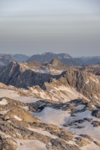 Remnants of snow, high alpine landscape, Übergossene Alm, Berchtesgaden Alps, Salzburger Land,