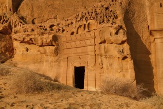 Nabataean tomb at Djabal Al-Ahmar in first daylight, Tomb of Hinat (IGN 117), Hegra or Madain