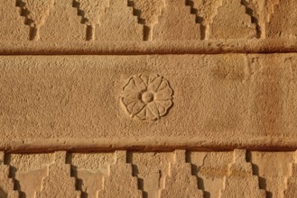 Rosette on a Nabataean tomb at Djabal Al-Ahmar, Hegra or Madain Salih, AlUla region, Medina