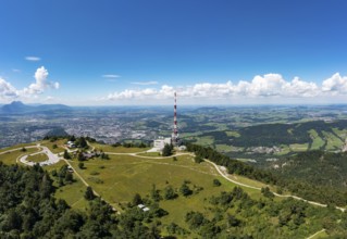 Drone image, Gaisberg transmitter on the Gaisberspitze, Gaisberg, Salzburg, Austria, Europe