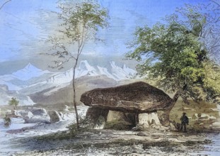 Megalithic site, Pierre-aux-Fées dolmen near Reignier, 1869, in the department of Haute-Savoie in