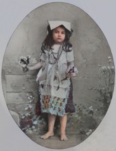 Flower Girl in Italy, Historical, digital reproduction of an original 19th century painting,