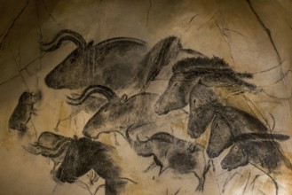 Replica of prehistoric rock paintings of the Chauvet Cave, Chauvet-Pont-d'Arc Cave, Ardèche,