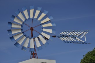 Windmill on a restaurant, near Santa Eulalia del Riu, Ibiza, Balearic Islands, Spain, Europe