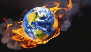 Symbolic image. Climate change, global warming, the environmental catastrophe caused by global