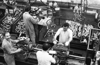 Production of engines, axles and other car manufacturing parts at the Opel plant in Bochum,