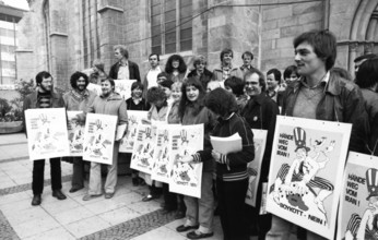 Protest of young people against an intervention of the USA in Iran on 27.04.1980 in Dortmund,