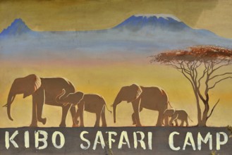 Sign, Kibo Safari Camp, Amboseli National Park, Rift Valley Province, Kenya, Africa