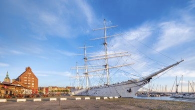 Museum ship Gorch Fock in the harbour, sail training ship, Stralsund, Mecklenburg-Western