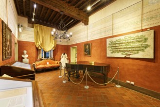 Exhibition room with original grand piano of the composer Giacomo Puccini, Steinway & Sons,