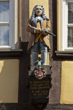 Figure of the doctor and miracle healer Dr. Eisenbarth at his death house, Hannoversch Münden,