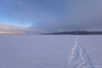 Snowshoe Hike on Lake Kilpisjärvi in the Mog Fog at -27°C, Kilpisjärvi, Enontekiö, Finland, Europe