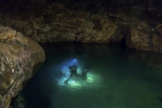 Divers in the old Miltitz lime mine