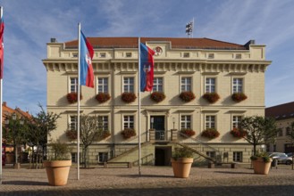 Town hall at the market on the Stadtinsel, the old town of the Hanseatic city of Havelberg in the