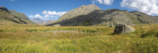 Valley in the rocky mountains of the Italian Alps in the Gran Paradiso National Park. Panoramic