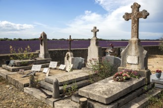 Graves, gravestones, cemetery in Puimoisson, Provence, region Provence-Alpes-Côte d'Azur,