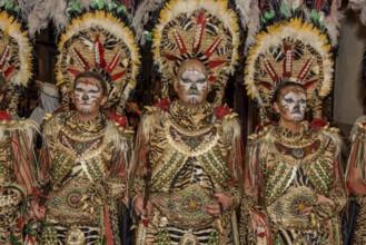 Group in traditional clothing, Moors and Christians Parade, Moros y Cristianos, Jijona or Xixona,